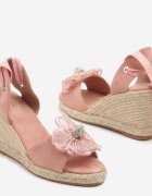 vices Sandale Roz cu pană cu împletitură decorate cu zirconii și floare 3D Eranira