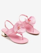 vices Sandale Roz în Stil de Papuci cu Toc Gros Mic cu Decorațiuni Florale Natrina