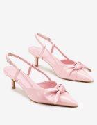 vices Sandale Roz Lăcuite cu toc pisicuță tip slingback cu fundă Kovenna
