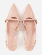 vices Sandale roz Slingback cu toc cu baretă subțire la vârf Elozira
