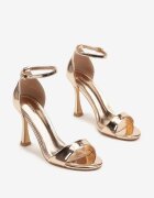 vices Sandale Șampanie cu toc stiletto cu branț din piele naturală Lumarete