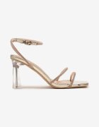 vices Sandale Șampanie Decorate cu Zirconiu pe Toc Transparent Stiletto Nativira