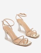 vices Sandale Șampanie Decorate cu Zirconiu pe Toc Transparent Stiletto Nativira