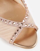 vices Sandale Șampanie Slingback din Plasă cu Toc Subțire Împodobite cu Zirconii Aethipe