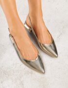 vices Sandale Slingback Aurii cu Branț din Piele Naturală Galeresa