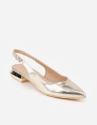 vices Sandale Slingback Aurii cu Branț din Piele Naturală Galeresa