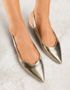vices Sandale Slingback Aurii cu Branț din Piele Naturală Lisanilis