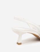 vices Sandale tip pantof Albe cu toc pisicuță tip Slingback decorate cu aplicație metalică Lilarunea