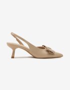 vices Sandale tip pantof Bej închis cu toc pisică Slingback cu fundă și capse Fennadia