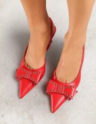 vices Sandale tip pantof cu toc Roșii cu toc pisicuță slingback cu fundă și ținte Fennadia