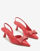 vices Sandale tip pantof cu toc Roșii cu toc pisicuță slingback cu fundă și ținte Fennadia