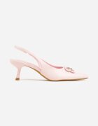 vices Sandale tip pantof cu toc Roz cu toc pisica Tip slingback Decorate cu aplicație metalică Lilarunea