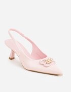 vices Sandale tip pantof cu toc Roz cu toc pisica Tip slingback Decorate cu aplicație metalică Lilarunea