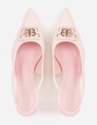 vices Sandale tip pantof cu toc Roz cu toc pisica Tip slingback Decorate cu aplicație metalică Lilarunea