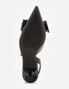 vices Sandale tip pantof Negre cu toc pisicuță Slingback cu fundă și capse Fennadia