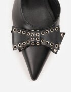 vices Sandale tip pantof Negre cu toc pisicuță Slingback cu fundă și capse Fennadia