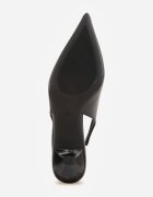 vices Sandale tip pantof Negre cu toc pisicuta Tip slingback Decorate cu aplicație metalică Lilarunea