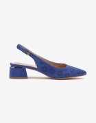 vices Sandały Albastre pe Toc Gros Slingback cu Branț din Piele și Ornament Metalic Ciariloria