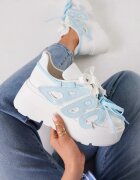 vices Sneakers Alb-Albastre cu talpă plată cu aplicație geometrică Nelenith