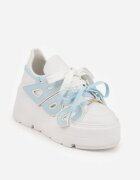 vices Sneakers Alb-Albastre cu talpă plată cu aplicație geometrică Nelenith