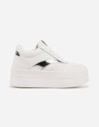 vices Sneakers Alb-Argintii cu șireturi pe platformă cu benzi metalice Neliawen