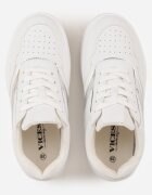 vices Sneakers Alb-Argintii cu șireturi pe platformă cu benzi metalice Neliawen