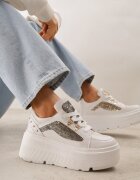 vices Sneakers Albi cu pană și inserții cu sclipici Morinatea