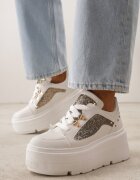 vices Sneakers Albi cu pană și inserții cu sclipici Morinatea