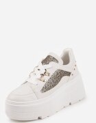 vices Sneakers Albi cu pană și inserții cu sclipici Morinatea