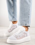 vices Sneakers Albi cu platformă cu parte superioară ajurată Lumerise