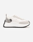vices Sneakers Albi cu platformă decorate cu aplicație și imprimeu leopard Selothiel