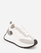 vices Sneakers Albi cu platformă decorate cu aplicație și imprimeu leopard Selothiel