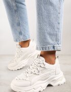 vices Sneakers Albi pe Talpă Masivă cu Inserții din Plasă și Șireturi Decorative Ollavia