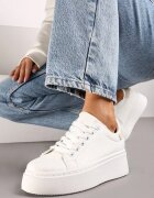 vices Sneakers Basic Alb-Bej cu platformă Tiaeliana