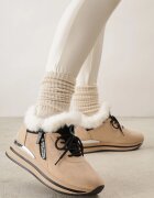 vices Sneakers Bej pe Talpă Plată cu Inscriție și Blană Taricea