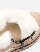 vices Sneakers Bej pe Talpă Plată cu Inscriție și Blană Taricea