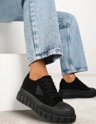 vices Sneakers Negri pe Platformă cu Ornament și Inscripție Leawen
