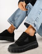 vices Sneakers Negri pe Platformă cu Ornament și Inscripție Leawen