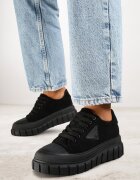 vices Sneakers Negri pe Platformă cu Ornament și Inscripție Leawen