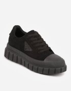 vices Sneakers Negri pe Platformă cu Ornament și Inscripție Leawen