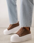vices Sneakers pe platformă cu aplicație metalizată și inscripție Beli Bej închis