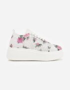 vices Sneakers Perforați Albi cu Platformă cu Flori Halvisa