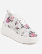 vices Sneakers Perforați Albi cu Platformă cu Flori Halvisa