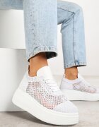vices Sneakersi albi ajurați pe platformă Halvisa