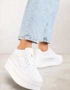 vices Sneakerși Albi cu Platformă Decorați cu Aplicații Metalice Nelanil