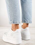 vices Sneakerși Albi cu Platformă Decorați cu Aplicații Metalice Nelanil