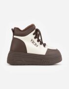 vices Sneakerși Bej-Maro cu Talpă Groasă Căptușiți Gros cu Blană Leavinael