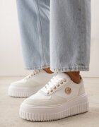 vices Sneakersy Chunky Albe cu Aplicație pe Platformă cu Striatii Ilunatesa