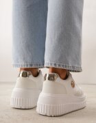 vices Sneakersy Chunky Albe cu Aplicație pe Platformă cu Striatii Ilunatesa