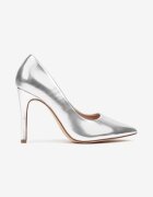 vices Stiletto Argintii în Stil Clasic cu Branț din Piele Naturală Innaris